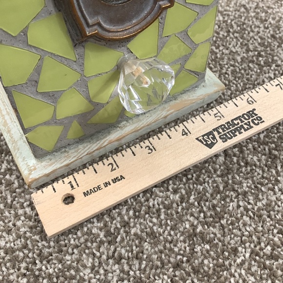 Birdhouse Metal Wood Green Tiles EUC Crystal Look Knob - Picture 7 of 8